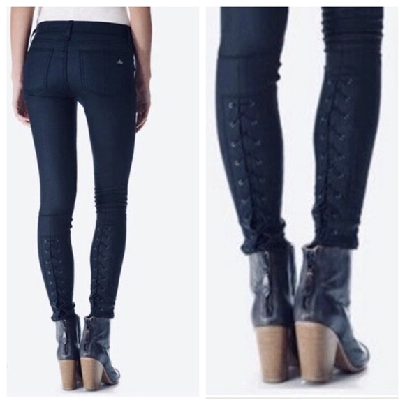 rag & bone Denim - Rag & Bone Devi Midnight Blue Lace-Up Skinny Jeans Sz 29